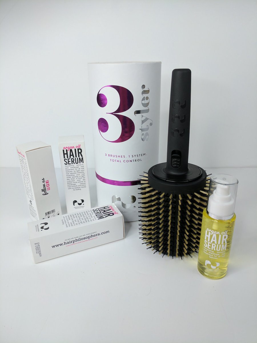 As seen on QVC our  #3styler 3 in 1 Mega Boar bristle Hair brush &amp; Anti Breakage Argan Oil Hair Serum 100% #crueltyfree on Amazon uk