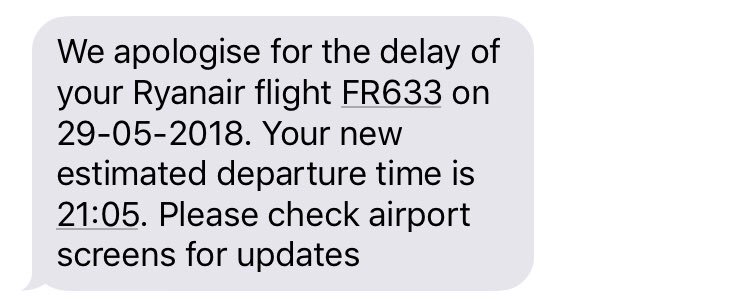 Shock horror <a href="/Ryanair/">Ryanair</a> another delayed flight; 4 hours! And just a €5 coupon which no one can actually have with no updates given to CPH staff #terribleservice  #badairlines #ryanair