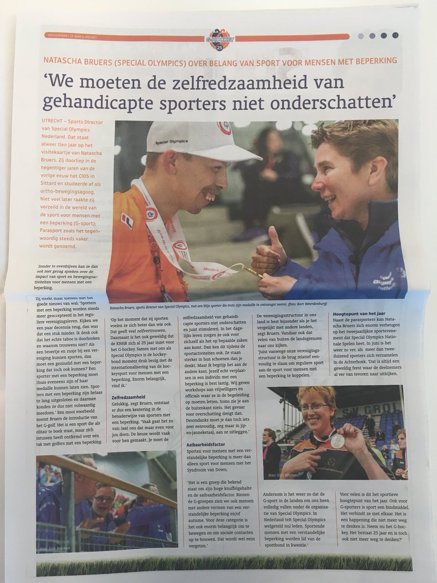 Nu in <a href="/Hockeykrant/">Hockeykrant</a>: 25 jaar G-Hockey in NL. Hockey is nog geen officiële internationale Special Olympics sport. Maar tijdens <a href="/SONS2018/">SONS 2018</a> introduceren we hockey bij <a href="/SpecialOlympics/">Special Olympics</a> internationaal, i.s.m. <a href="/KNHB_NL/">KNHB</a> <a href="/FIH_Hockey/">International Hockey Federation</a> <a href="/eurohockeyorg/">EuroHockey</a>
