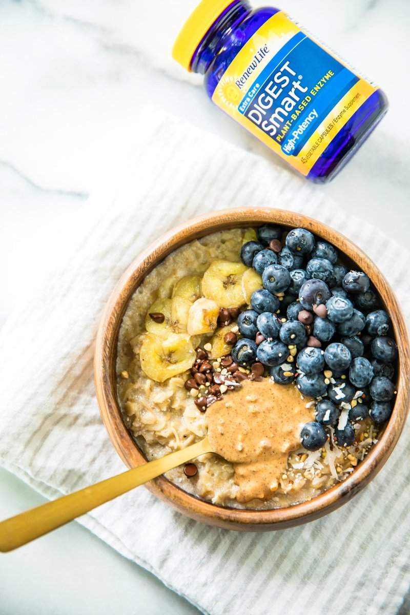 Good vibes start in the morning! See why <a href="/kimscravings/">Kim Lee</a> is adding this Blueberry Banana Oatmeal to her daily routine, along with <a href="/RenewLife/">Renew Life Probiotics</a> Digest Smart Enzymes. Get the recipe here: #AD bit.ly/2k4OGTM  #BeingHumanTakesGuts