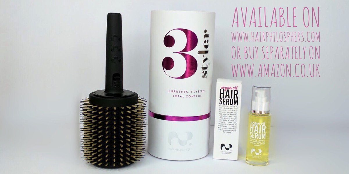 As seen on QVC our  #3styler 3 in 1 Mega Boar bristle Hair brush &amp; Anti Breakage Argan Oil Hair Serum 100% #crueltyfree on Amazon uk