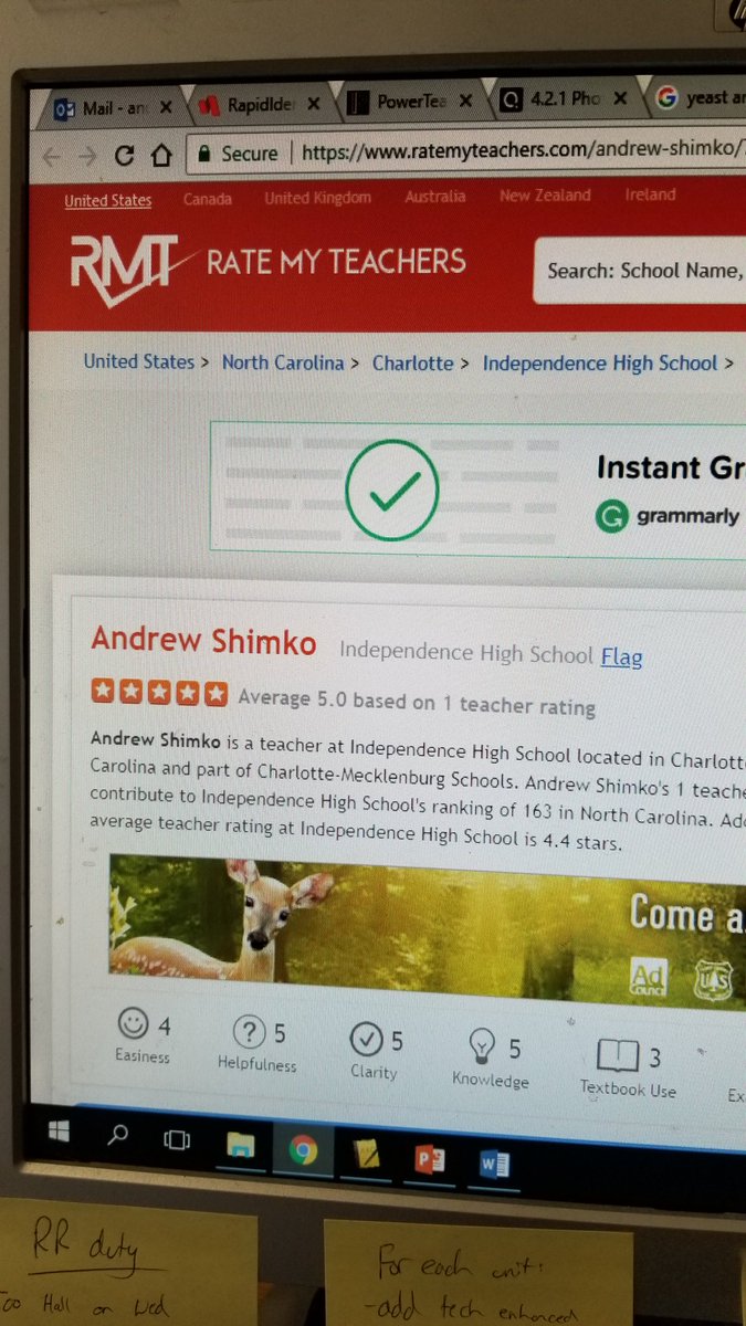 A_Shimko2's tweet photo. After being inspired by @LaylaLombard and @ParkerMelting I checked out my ratings on @ratemyteachers
According to this, I'm a star teacher 😂😂😂
#ThanksForTheReview https://t.co/3EegcmrNyV
