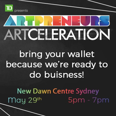 YouthArtConnect's tweet photo. Today's the day! Come, buy art, and support our #ARTpreneurs in Sydney at the #NewDawnCentre!
@TD_Canada #ARTceleration #MakeItHappen #SupportYouth #artists https://t.co/a8gB8Qi3Lr
