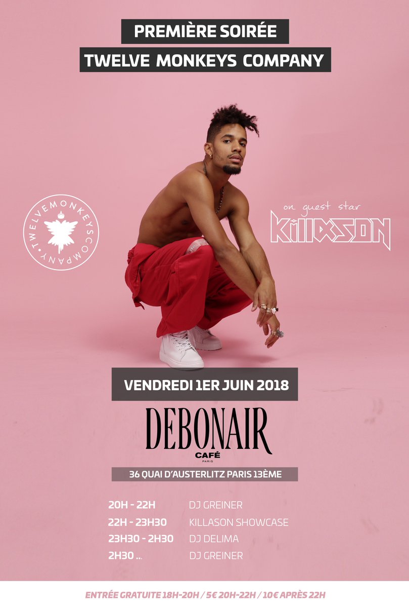 TwelveMonkeysCo's tweet photo. La Twelve Monkeys Company Party exceptionnelle avec #KillASon, vendredi 1er juin sur le plus grand rooftop de Paris !
https://t.co/CHJMHR0WHV
#rooftop #nuba #communion #soirée #party #debonair https://t.co/v6wTDmXljq