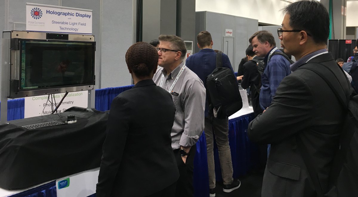 VRdisplay's tweet image. Thanks to everybody who came by to see our Holographic Display with Steerable Light Field Technology at #DisplayWeek18