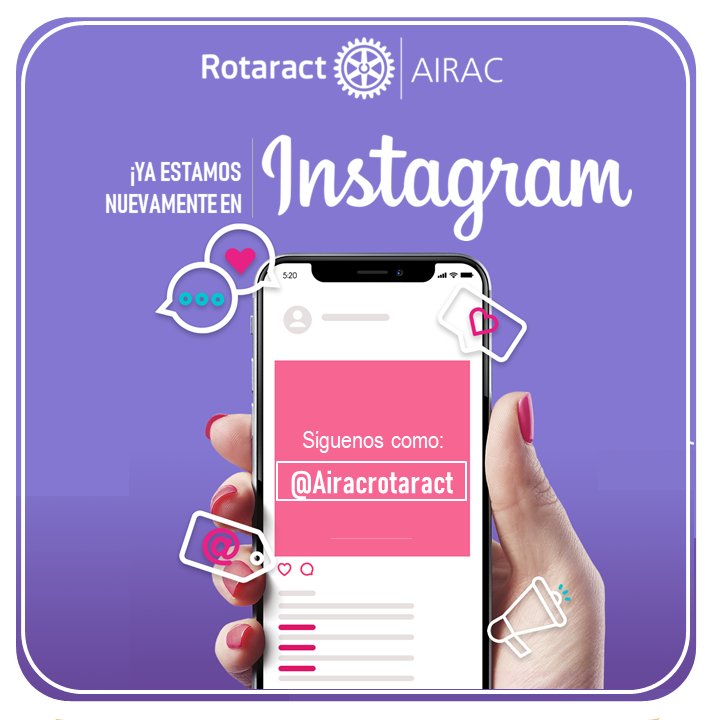 📣¡Comunicado Oficial!📣
Estamos nuevamente en Instagram, síguenos  y encuentra la mejor información rotaria, noticias y actualidades de clubes Rotaract.

Encuéntranos como @airacrotaract 👇
instagram.com/airacrotaract/ 

#AiracCercaDeTi
#Rotaract