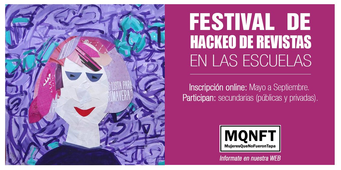 EcoFeminita's tweet photo. #MQNFT (Mujeres que no fueron tapa) comparte sus herramientas con lxs docentes del país (y otros países) que quieran trabajar con sus alumnxs los estereotipos de género en los medios de comunicación y estimular el pensamiento crítico. La ecofeminita @Lalapasq lo impulsa 😍 https://t.co/TZA3NoHRmk