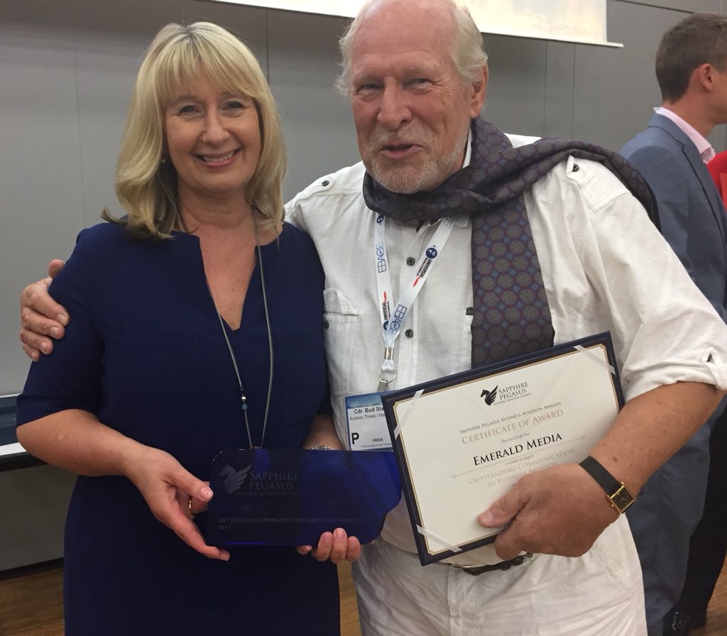 EmeraldMedia's tweet image. Nice surprise! We win Aviation Comms category. More photos to follow but well done Team Emerald. #SapphirePegasusAwardswinners Our 25th year in Oct @EmeraldUS #EBACE2018 #bizav