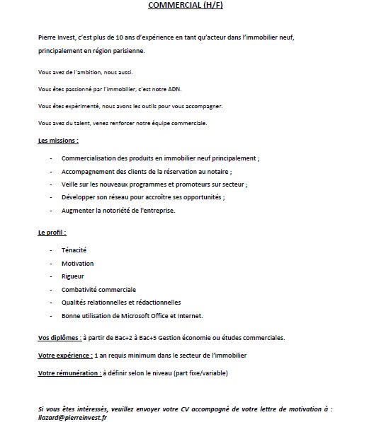 Offre d'Emploi : Commercial (H/F)