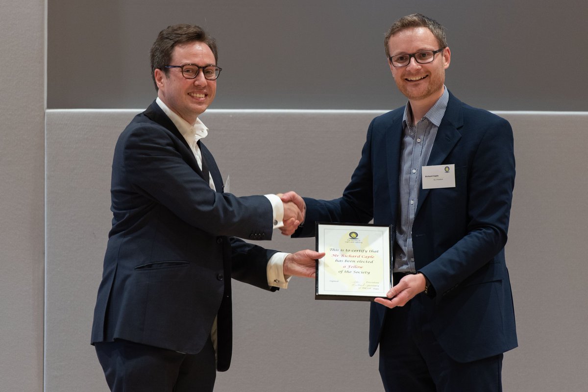 Former <a href="/SLL100/">SLL</a> President Richard Caple hands over to new President Iain Carlile. 

We're very proud that both are MSc Light and Lighting alumni - learn more about this leading programme:

ucl.ac.uk/bartlett/envir…