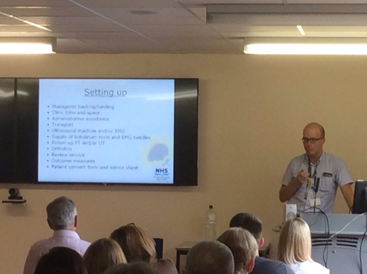 #fifestroke Dr Niall Hughes from Queen Elizabeth Hospital Glasgow provides a hugely valuable account on setting up a #spasticity management clinic.