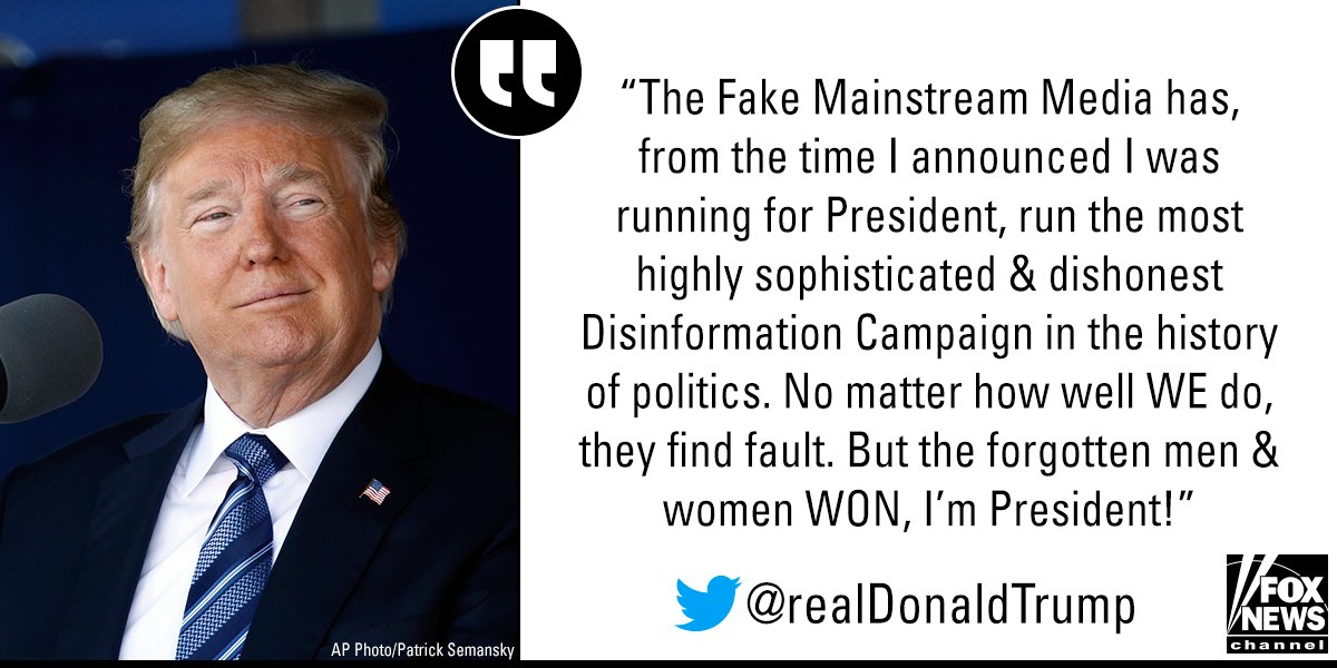 FoxNews's tweet photo. Moments ago, President @realDonaldTrump tweeted about the “Fake Mainstream Media.” https://t.co/qa8fhdcZY6