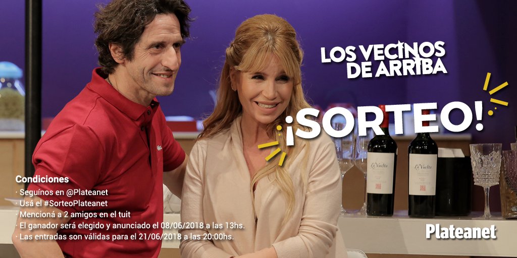 Plateanet's tweet photo. [SORTEO]
Ganá 2 entradas para #LosVecinosDeArriba en el @TeatroMetSura 👏👏
Con @Flor_de_P #DiegoPeretti #RafaelFerro y #JulietaVallina.
1⃣Seguinos en Twitter: @Plateanet
2⃣Usá #SorteoPlateanet y mencioná a 2 amigos en el tuit
Participá las veces que quieras hasta el 08/06✨ https://t.co/1eOtL8b6BN