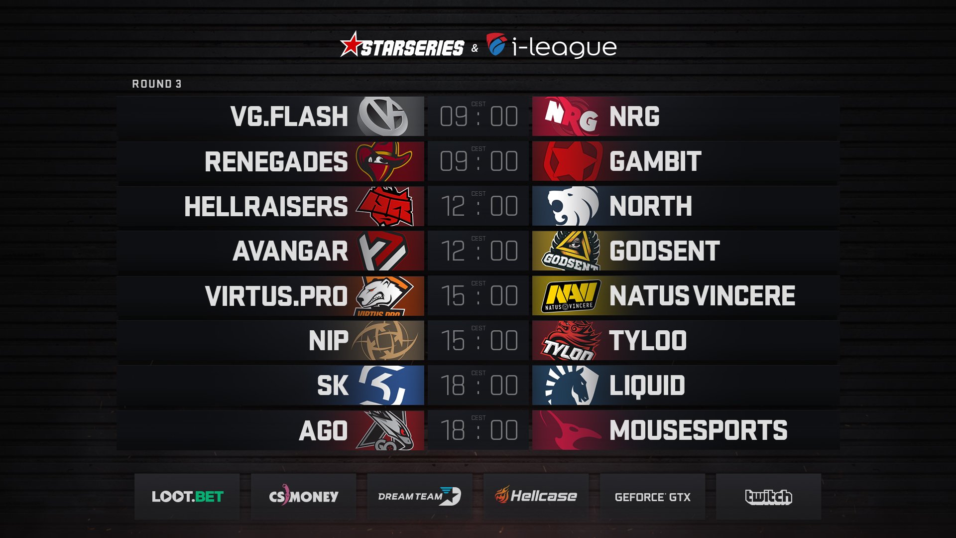 StarLadder CS:GO on Twitter: "Ready for tomorrows matches? Here's the schedule of the Round 3 of