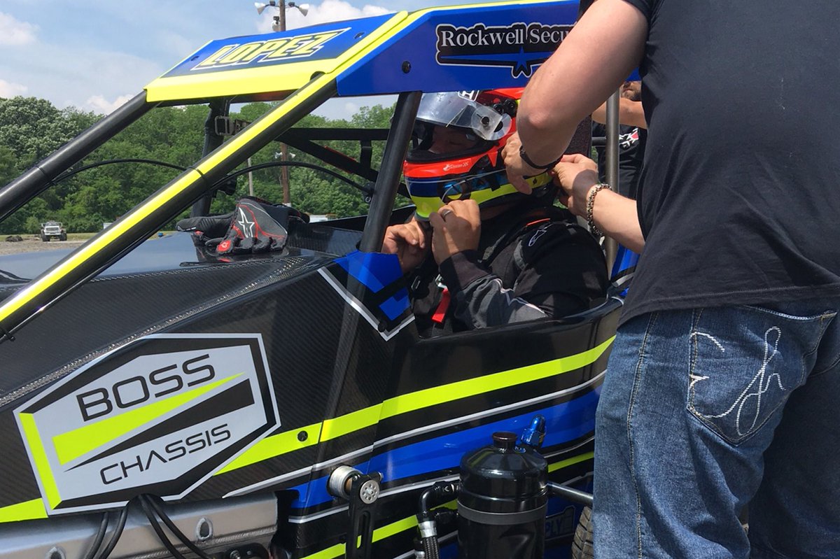 Damian "El Perro" Lopez from Buenos Aires, Argentina got #OnTheGas for some test Laps at #GasCitySpeedway in preparation for <a href="/USACNation/">USAC Racing</a> Indiana Midget Week! He was fast!