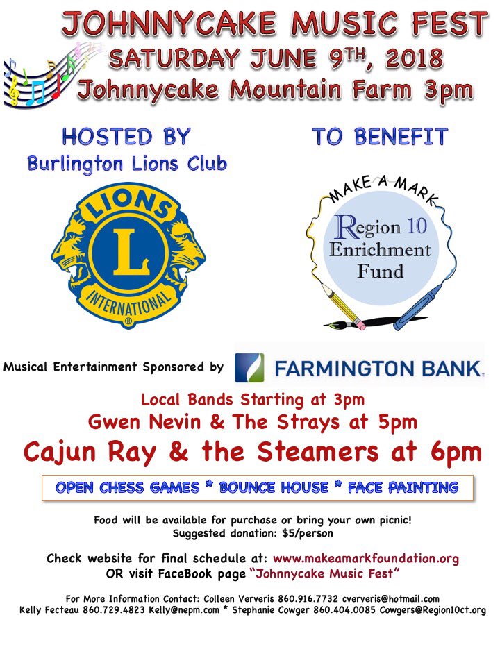 Gwen Nevin & The Strays SO excited to perform! Followed by Cajun Ray & The Steamers then Fireworks!! You don’t want to miss it!   #burlingtonct #harwintonct #region10schools #region10rocks #region10soar #makeamarkfoundation #supportourteachers #burlingtonctlionsclub #summermusic