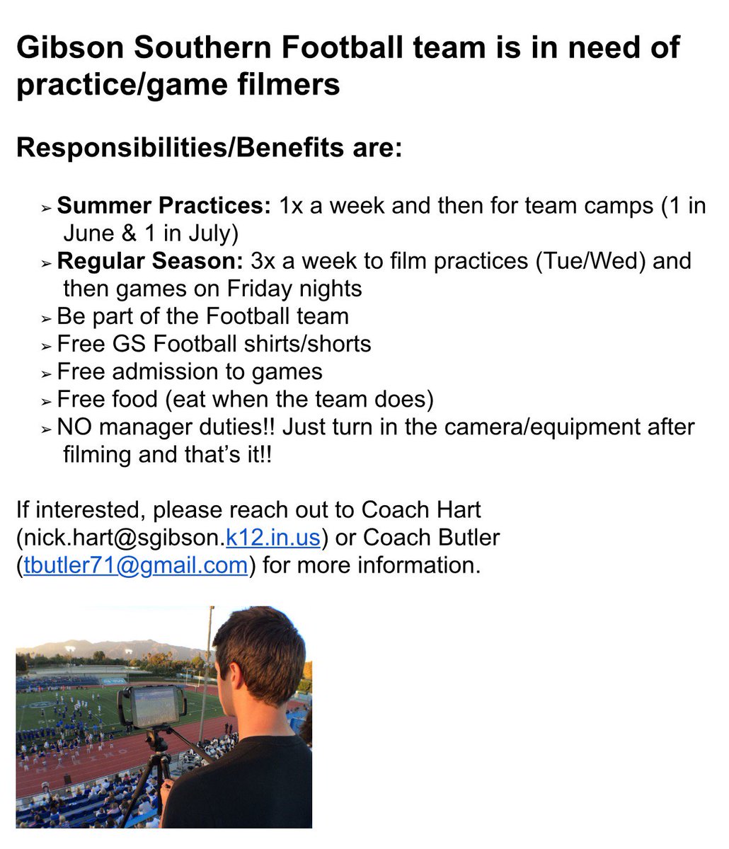 GSHSFootball's tweet photo. Are you a GS student and want to be a part of the football program this season? Here is a great opportunity to join the team! https://t.co/ovVJzQQPp5