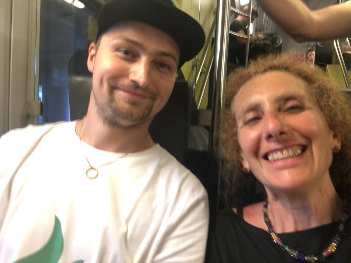 julielerman's tweet image. With @filip_woj in the way to #dotnetday18 speaker dinner