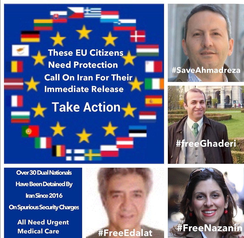 Amandalavan1's tweet photo. Wednesday May 30th, ahead of Thursday’s #EPlenary #Strasbourg session. We'll be calling on MEPs to #VoteTheResolution on #DualNationals jailed in #Iran
Join & Let’s bring them home! #FreeNazanin #FreeKamranGhaderi #FreeEdalat #SaveAhmadreza
@MarietjeSchaake @julie4nw @FedericaMog https://t.co/acdcHVI6Oo