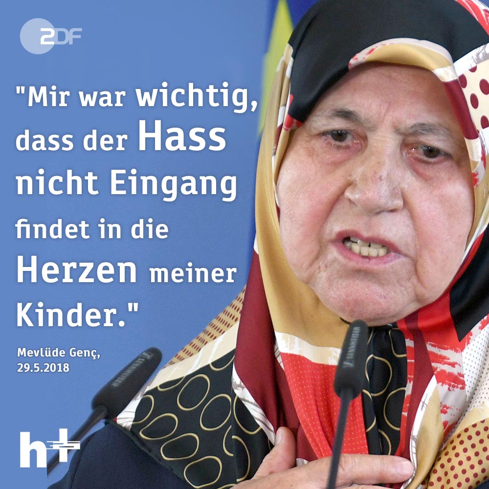 Sie verlor zwei Töchter, zwei Enkel und eine Nichte beim Brandanschlag von #Solingen vor 25 Jahren. Heute rief Mevlüde Genç auf der Gedenkveranstaltung zur Versöhnung auf. Was für eine Frau ...