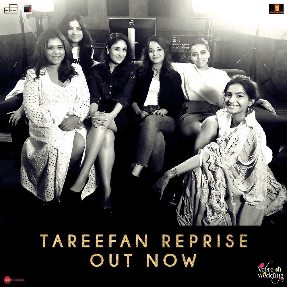 EktaaRKapoor's tweet photo. You've been jamming hard to #Tareefan, now it's time to sing along to its melody. #TareefanReprise out now: https://t.co/gBRQ2oJg6A! #3DaysToVDW

#KareenaKapoorKhan @sonamakapoor @ReallySwara @ShikhaTalsania @lisamishra @Its_Badshah @qaranmehta @ZeeMusicCompany @vdwthefilm https://t.co/1AaCLQh28f