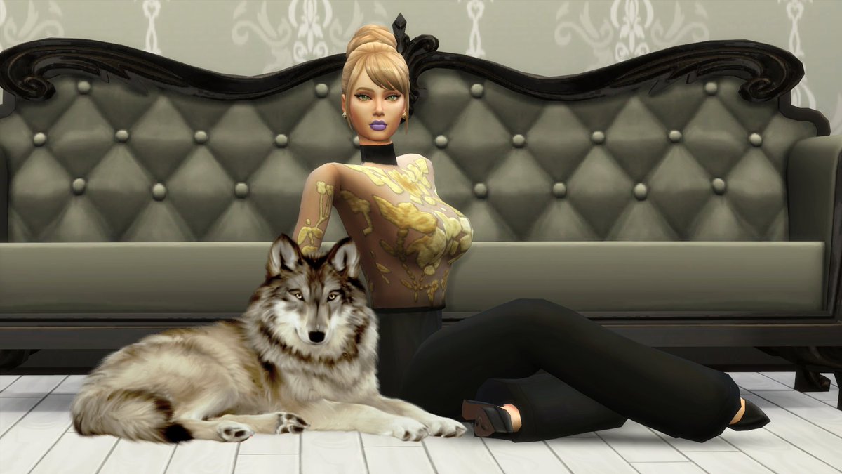 Sprinkle_Sims's tweet image. Paige Blackwood in her high fashion photoshoot posing with a wolf. 🐺❤️@S4_NextTopModel #NTM2HighFashionAnimals