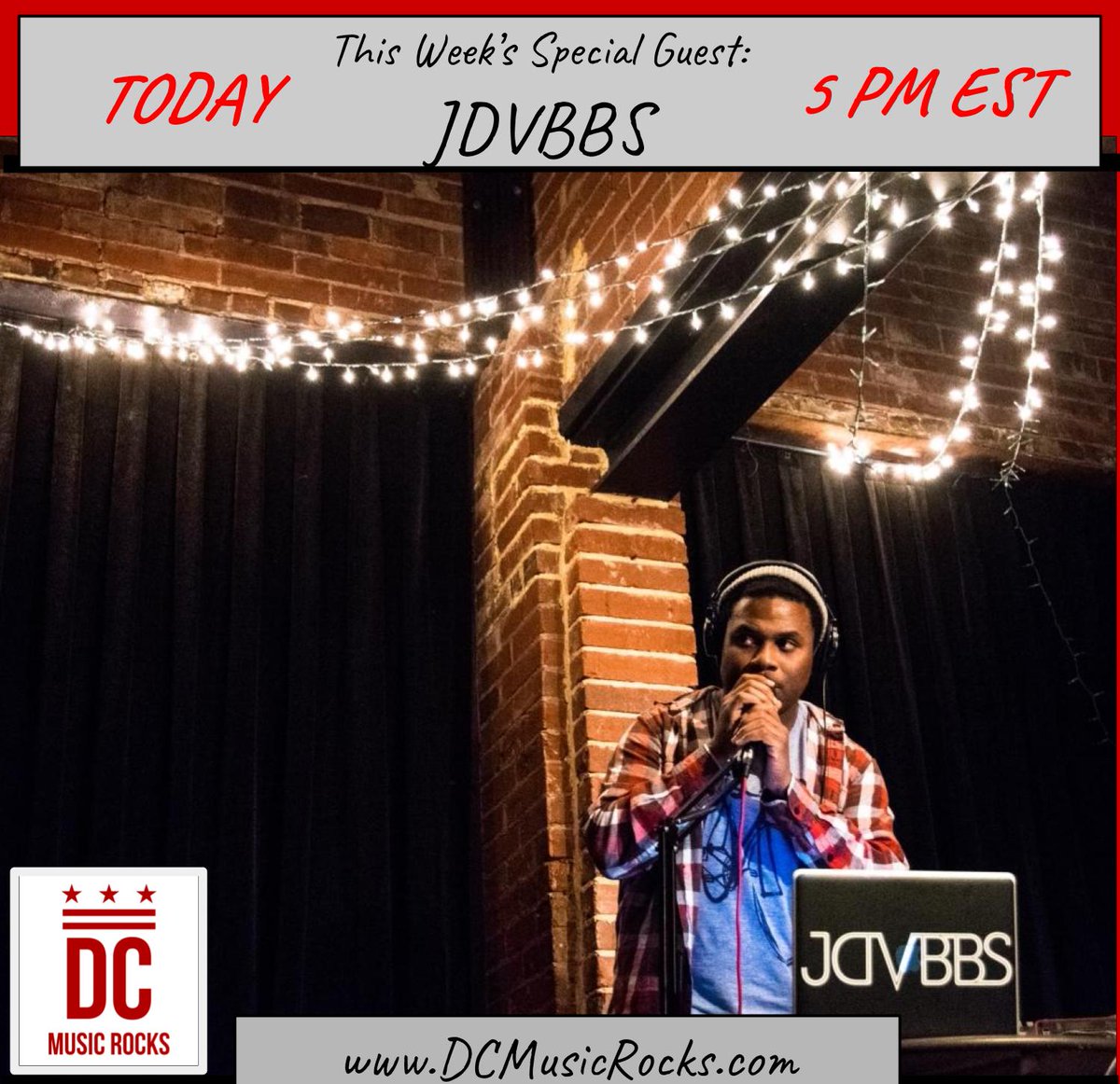And the countdown to 5pm begins!! 5 more hours until <a href="/dcmusicrocks/">DC Music Rocks</a> episode with our Special Guest @JDVBBS &amp; music by <a href="/qtheturnup/">Q The Turn Up</a>, <a href="/RDGLDGRN/">RGG</a>, @FootwerkBand, and <a href="/CosmicRomp/">Cosmic Romp</a>! <a href="/DC_LiveMusic/">Washington DC Music</a> <a href="/listenlocaldc/">Listen Local First</a> <a href="/entertain_dc/">entertain_DC</a> @districtconcert <a href="/novamusicfan/">NoVAmusicfan</a>