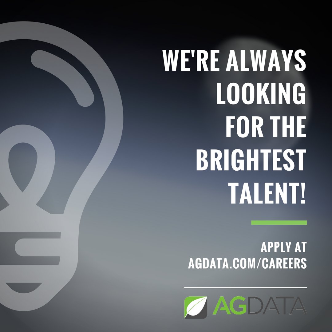We're looking for new talent. Go to bit.ly/agdatacareers for more information.
