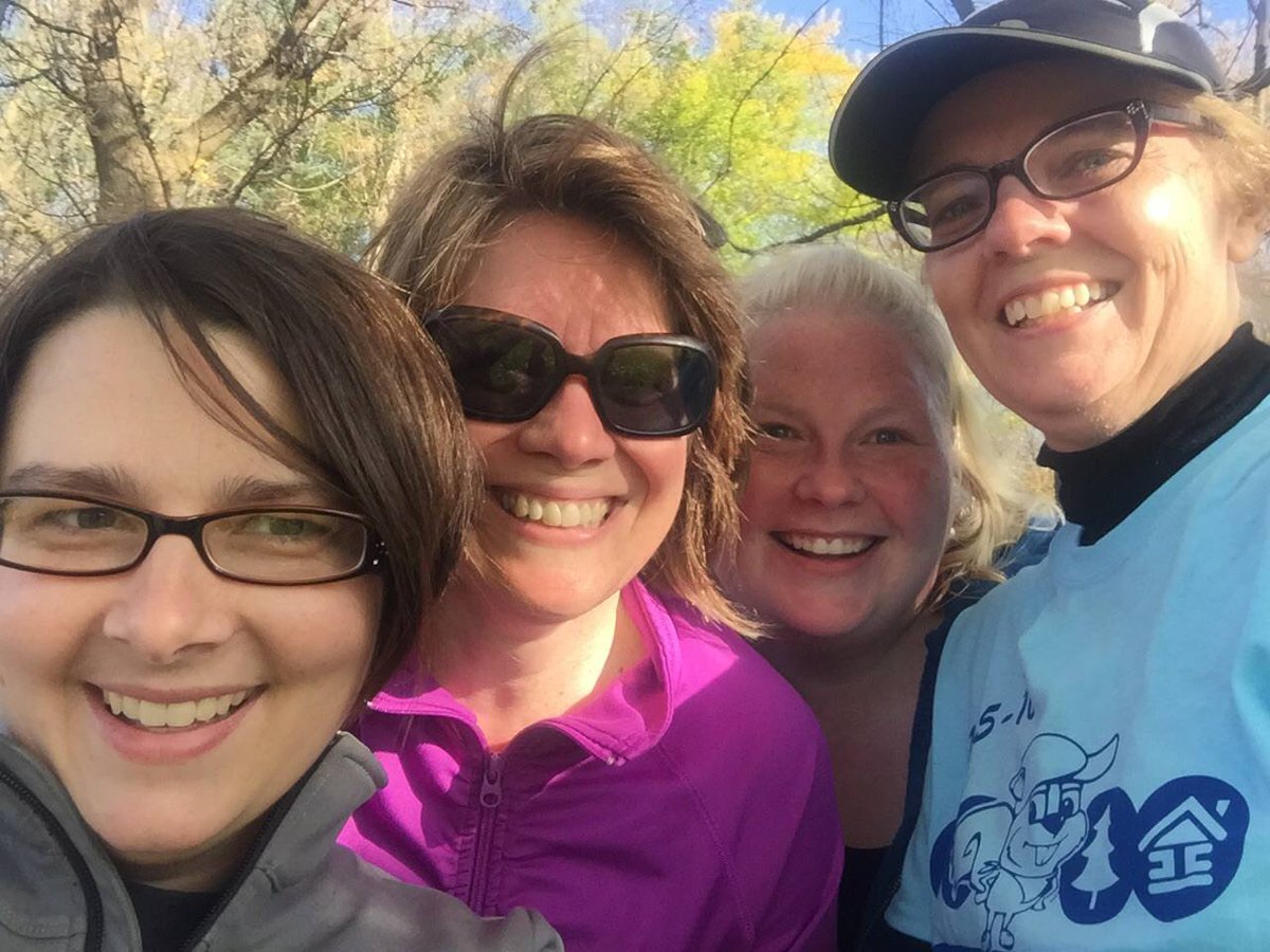 Manda250's tweet photo. Memories with Mindi!  After being fairly consistent with walking thanks to Summer Runner Club in 2015, Mindi and I were fairly consistent walking (even getting up before work sometimes!).  Here is a pic of my one and only 5K - It was a TRAIL 5K - never again - I only want cement! https://t.co/BS5HglfVi6