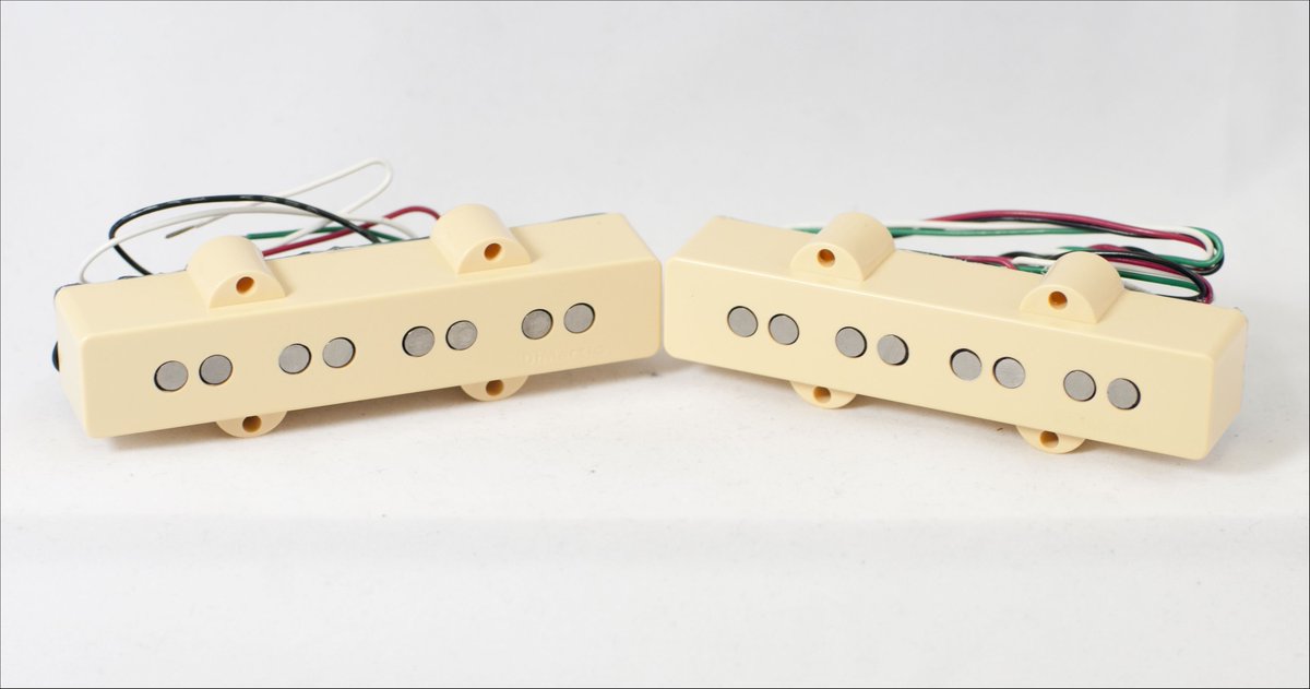 Different and cool bass pickup set, DiMarzio DP149 Ultra Jazz set with creme covers, get details here bit.ly/dimarzio-dp149…