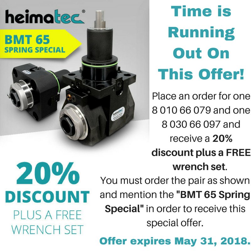This offer only lasts a few more days! Grab it while you can. #SpringSavings #Savings #Heimatec #HeimatecTooling #PrecisionTools #LiveTools #BMT #Mfg #Manufacturing #MachineTools #Industrial