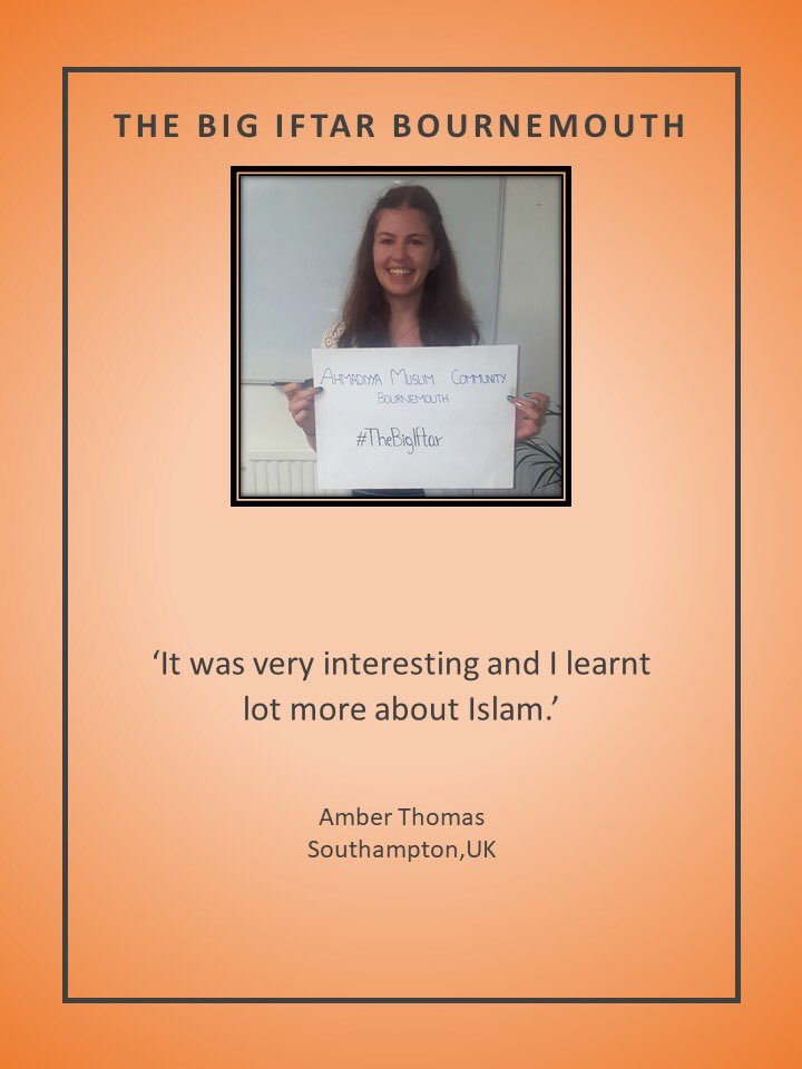 LajnaIslamabad's tweet image. Guests from several faiths and backgrounds attended #TheBigIftar by Bournemouth Jamaat on Sat, 26 May. The guests expressed their feelings, saying that it was well organised, food was delicious &amp;amp; they had a great opportunity to learn about #TrueIslam.

@True_IslamUK @LajnaUK