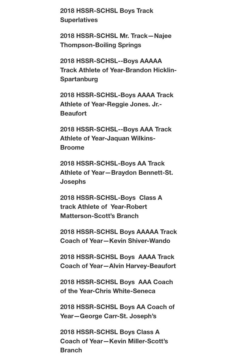 WandoTFXC's tweet photo. (3/3) And finally we want to congratulate Head Coach Kevin Shiver for being named the 2018 HSSR-SCHSL Class AAAAA Boys and Girls Track Coach of the Year! #SCHSTF https://t.co/Bp3peDcgg9