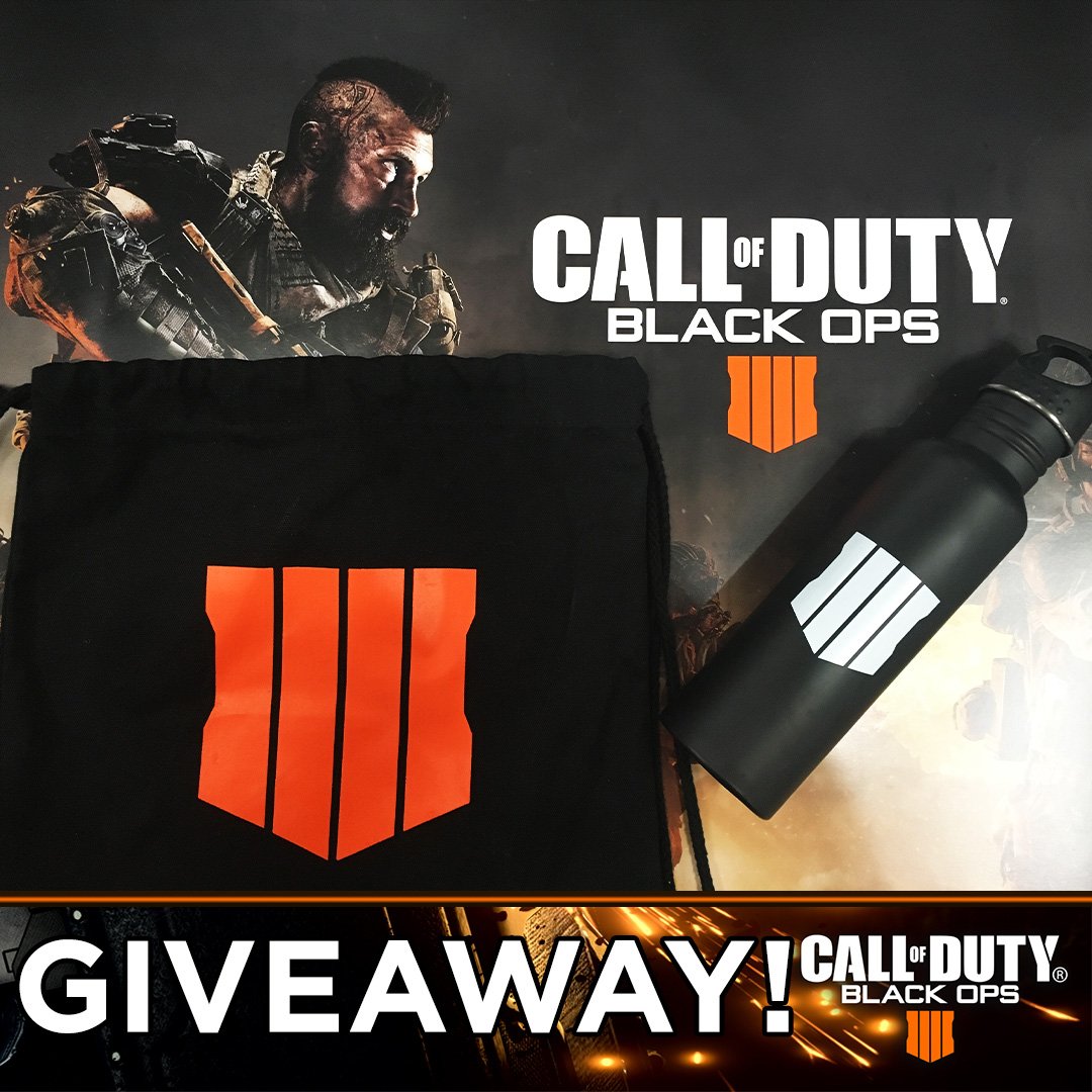 ColliderVideo's tweet photo. RT &amp; follow for a chance to win this #Blackops4 swag pack (Poster, Bottle &amp; Bag)! Must be in the US and over 18. Picking 2 winners. Ends June 1st! #CallofDuty https://t.co/HzuBaa9QN6