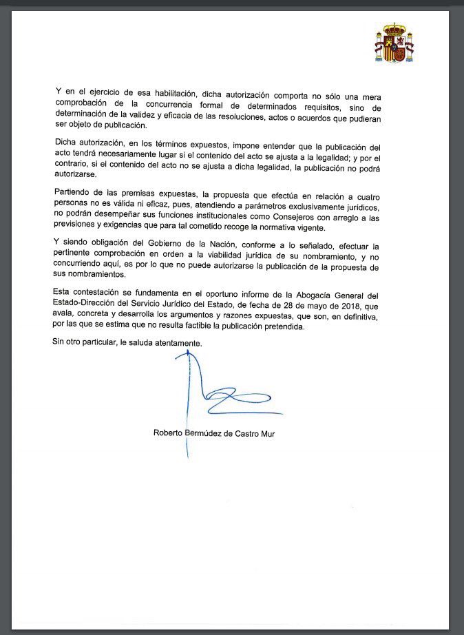 Traducció de la carta de la Moncloa al Prs <a href="/QuimTorraiPla/">Quim Torra i Pla</a> : “no publico los nombramientos porque no me da la gana”
Nomes hi ha una opció: querellar-se contra Rajoy per prevaricació