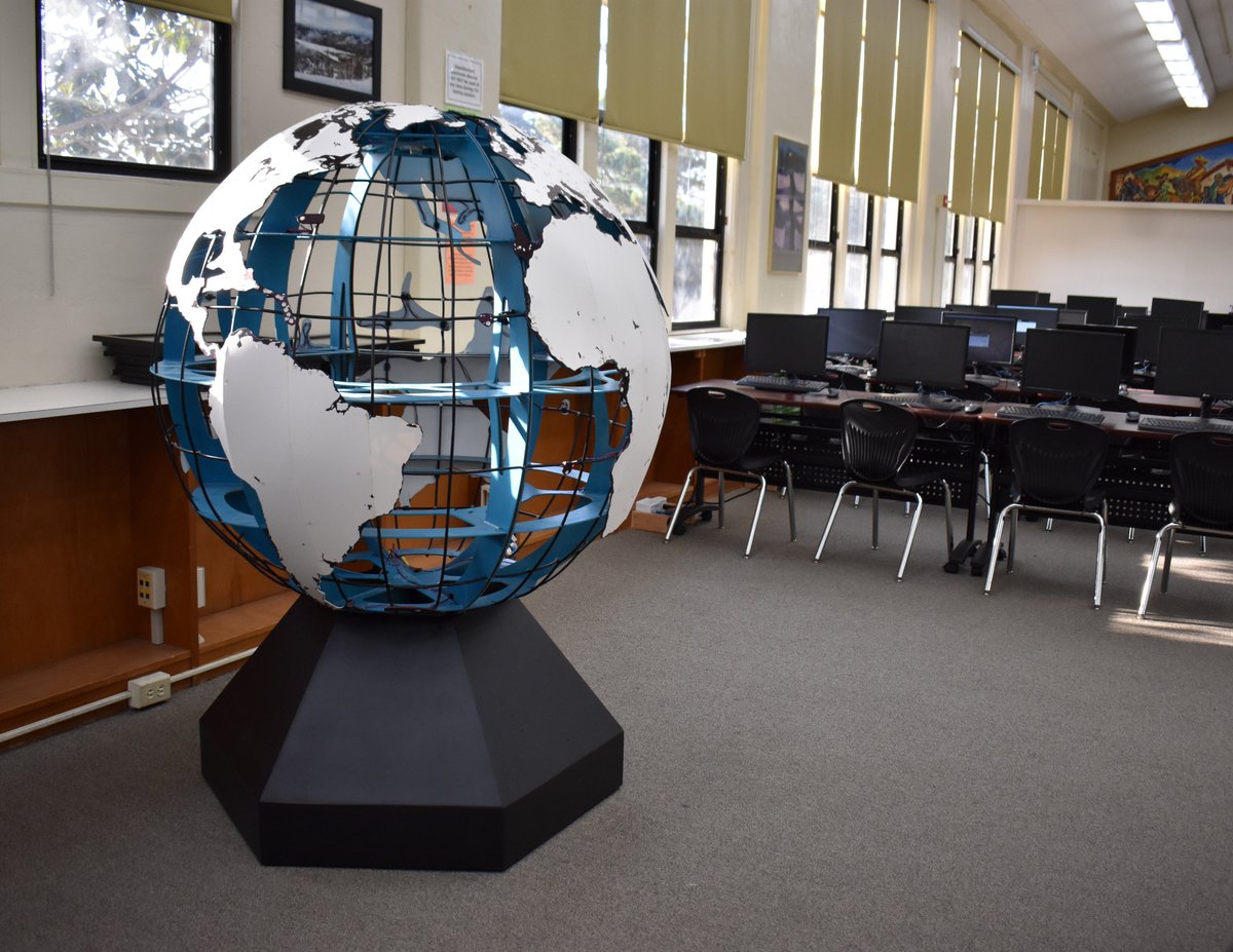 Culinary_Cam's tweet photo. It has been delivered to @MHS__IB . Tears of frustration last night as he removed a part that he was really excited about including (a rotating 'M' inside the globe), but it's there. Still some programming to do, but, at least, it's at school. #IB #MYP #PersonalProject #risktaker https://t.co/kvDlWzGmnd