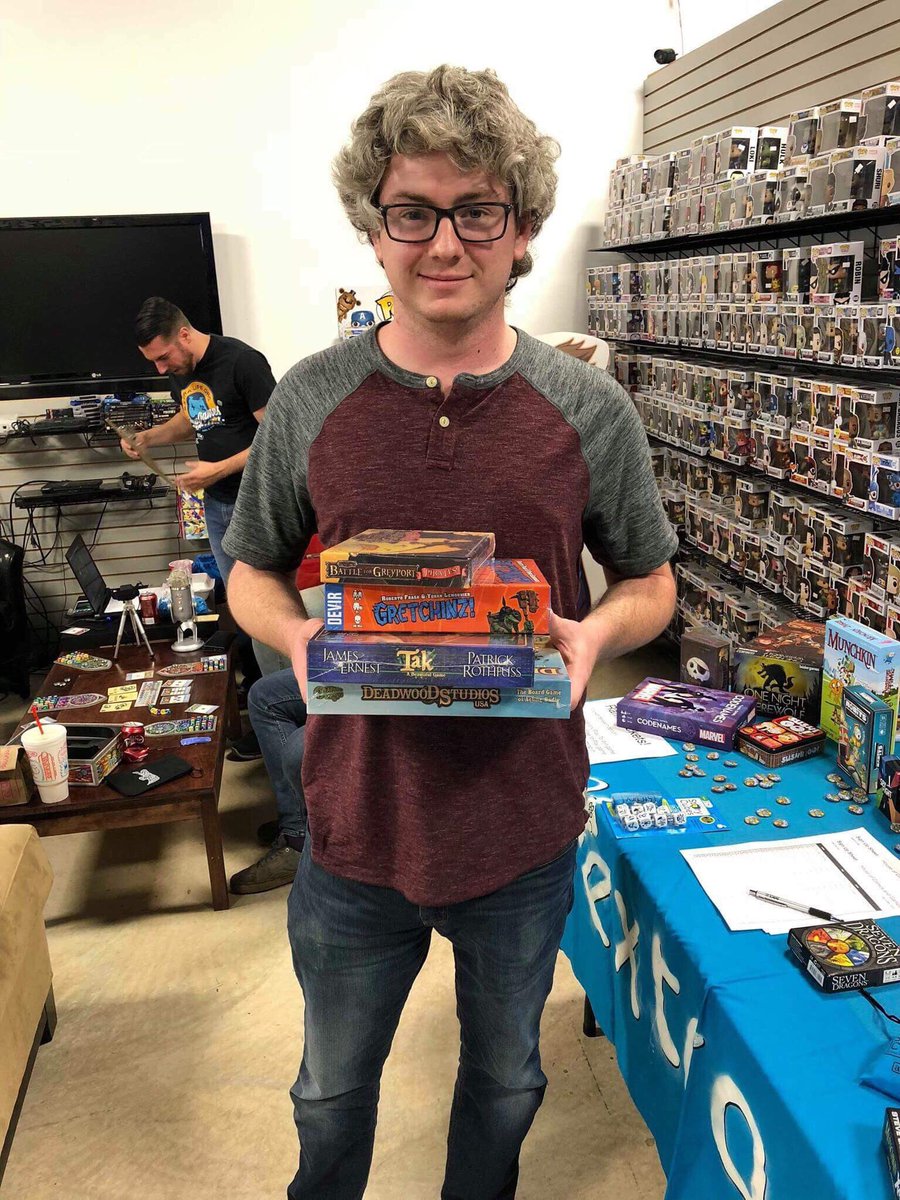 ExtraLifeJax's tweet photo. We don't even remember taking this picture...but that explains where those games went...
@War_Lemon #Gretchinz #devirgames @devirgames #BattleForGreyport #SlugFestGames #Tak #DeadwoodStudios @cheapassgames #ittd2018 #internationaltabletopday https://t.co/8NenIjMMiD