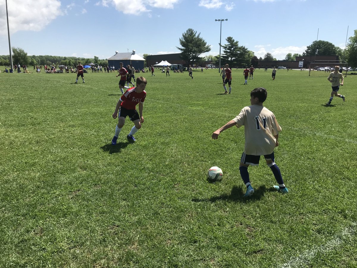 UCDSB's tweet photo. #EOSSA boys soccer is being live streamed today. It's a hot day to be on the field but #UCDSB teams are playing strong. @GlengarryUCDSB https://t.co/VxzOUlw7lt