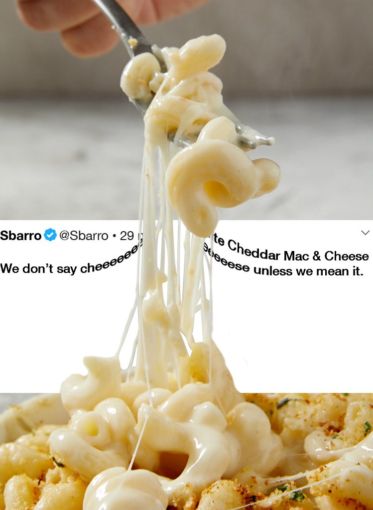 Sbarro Na Twitteru Introducing Our All New Mac Cheese Cheese Cheese Cheese Cheese Sink Your Fork Into It White Cheddar Fans T Co Esh44krgcw Twitter