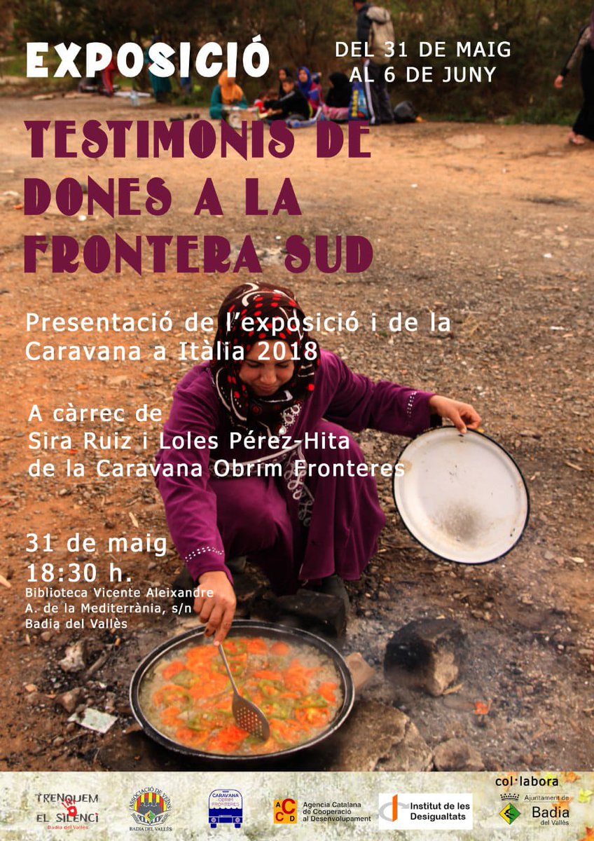 aebadia's tweet photo. Dijous 31 de maig, presentació de @CaravanaObrim Fronteres i de l'exposició Testimonis de dones a la frontera, resistencies @AmbUllsDeDones

A la @bibliotecabadia #Badia https://t.co/s4H774GmK8