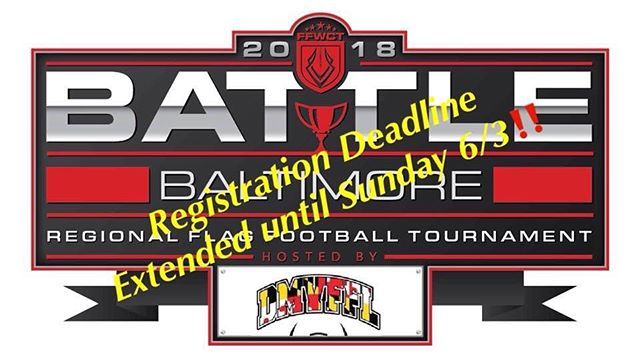 iFlagfb's tweet photo. The @dmvffl hosted #Battlebaltimore tournament deadline has been extended to Sunday!! You still have a chance to get your team in the tournament and earn #BattlePoints for Nationals!! Dont miss out
#ffwct #flagfootball #ffwctregionals #battlecircuit #foo… https://t.co/Nkrzn6Y1vR https://t.co/8Otze5hPgC