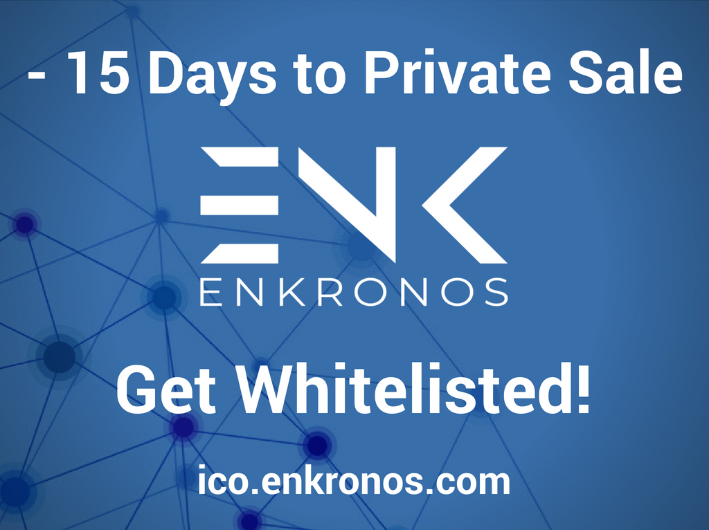 enkronos's tweet photo. ** -15 DAYS to PRIVATE SALE: GET WHITELISTED! **

Enkronos ICO Private Sale starts next 14 June. To participate you need to join whitelist: https://t.co/hbI7WPOXfy

#ai #ar #IoT #blockchain #ICO #TGE #ENKronos #tokens #TokenSale https://t.co/RKLaBzU4GC