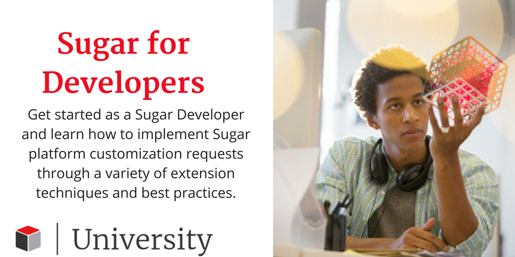 SugarCRM's tweet photo. Get started as a Sugar Developer! Enroll in our free course today: https://t.co/iHWGzwUhEE #SugarU #CRMDev https://t.co/pUTUMzfP1S
