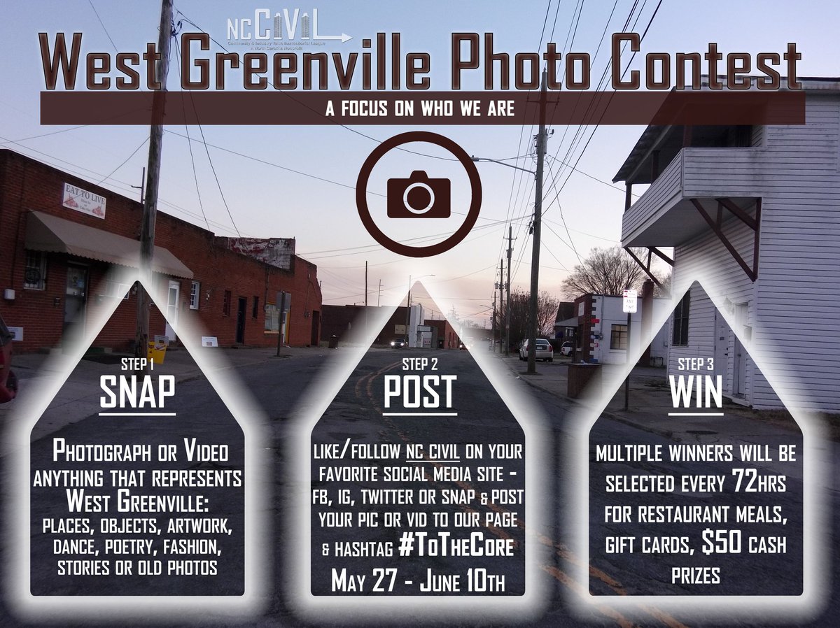 ***CONTEST ALERT***
Focusing on "Who We Are"
In conjunction w NC CIVIL's "To The Core" Art exhibit, highlighting the W. Grnvl community - opening at the Grnvl Museum of Art next month.