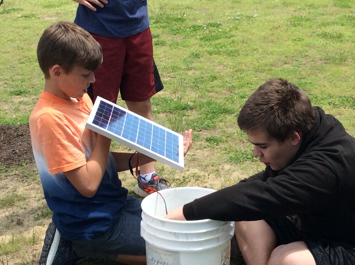 ColbyIMS's tweet image. IMS grade 6 STEAM class exploring solar energy and hydroponics.  We will see how our garden grows this summer.  @revisionsolar @Changeissimple1 @SenechalSci124 #IMSSTEAM