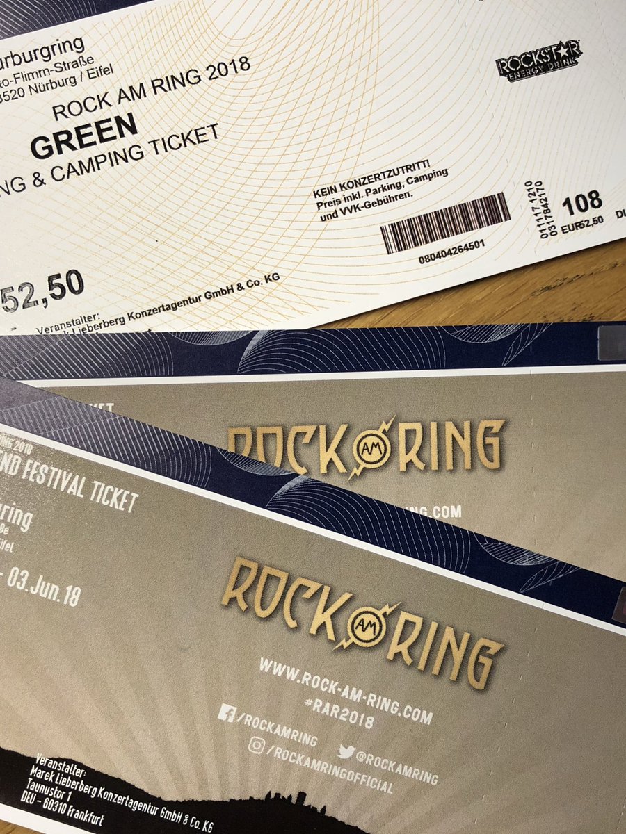 Brauch noch wer Rock am Ring #RaR #Rar2018 Wochenendtickets und Green Camping? Hab zwei abzugeben im Raum Frankfurt. #RockamRing