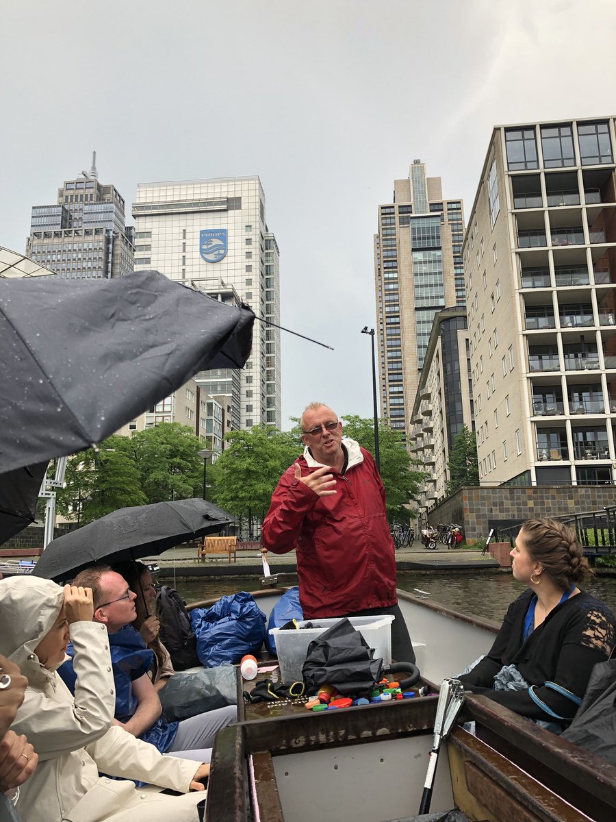 ThomasWeis1976's tweet photo. just gone plastic fishing @DesignAtBiz with @plasticwhale and got soaked, but had fun. The purpose: catch plastic from the canals and convert it to boats, or furniture. #DesignThinking #userexperience https://t.co/uHkgS9X5Gh