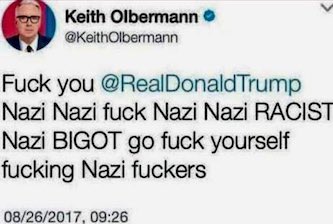 CSteven's tweet photo. .@therealroseanne show is cancelled by @ABCNetwork yet Keith Olberdouche tweeted THIS and he gets HIRED by ABC. The Left has only ONE "standard" and it's the DOUBLE standard! h/t 
@PacificPundit &amp; @BigFurHat
https://t.co/JDJHwpDGeK #tcot #MAGA 
#trumptrain #trump2020 
@Mr_Pinko https://t.co/skuDD8YdLe