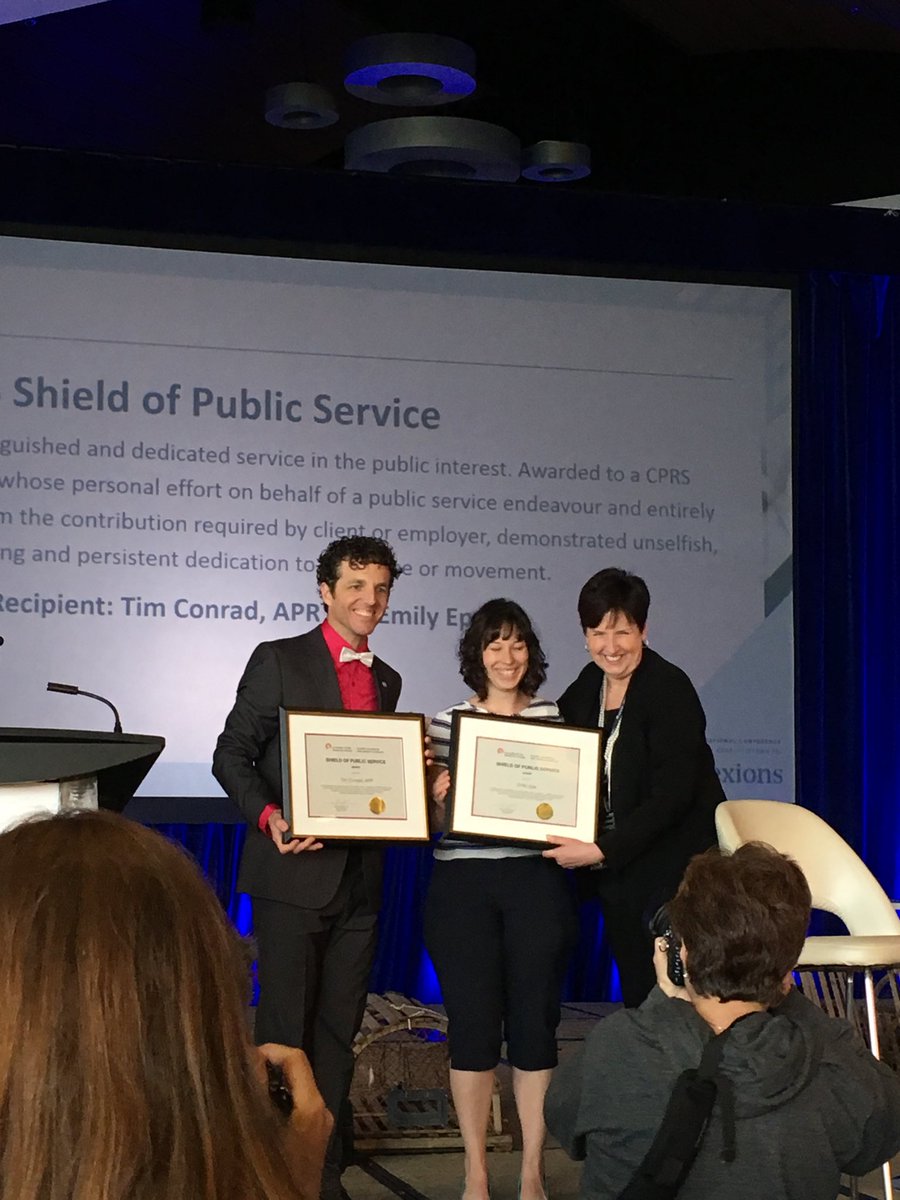 angtmurray's tweet photo. Congrats @timsbits &amp; Emily Epp on receiving #CPRS2018 Shield of Public Service!! https://t.co/a9BIg9GC4O
