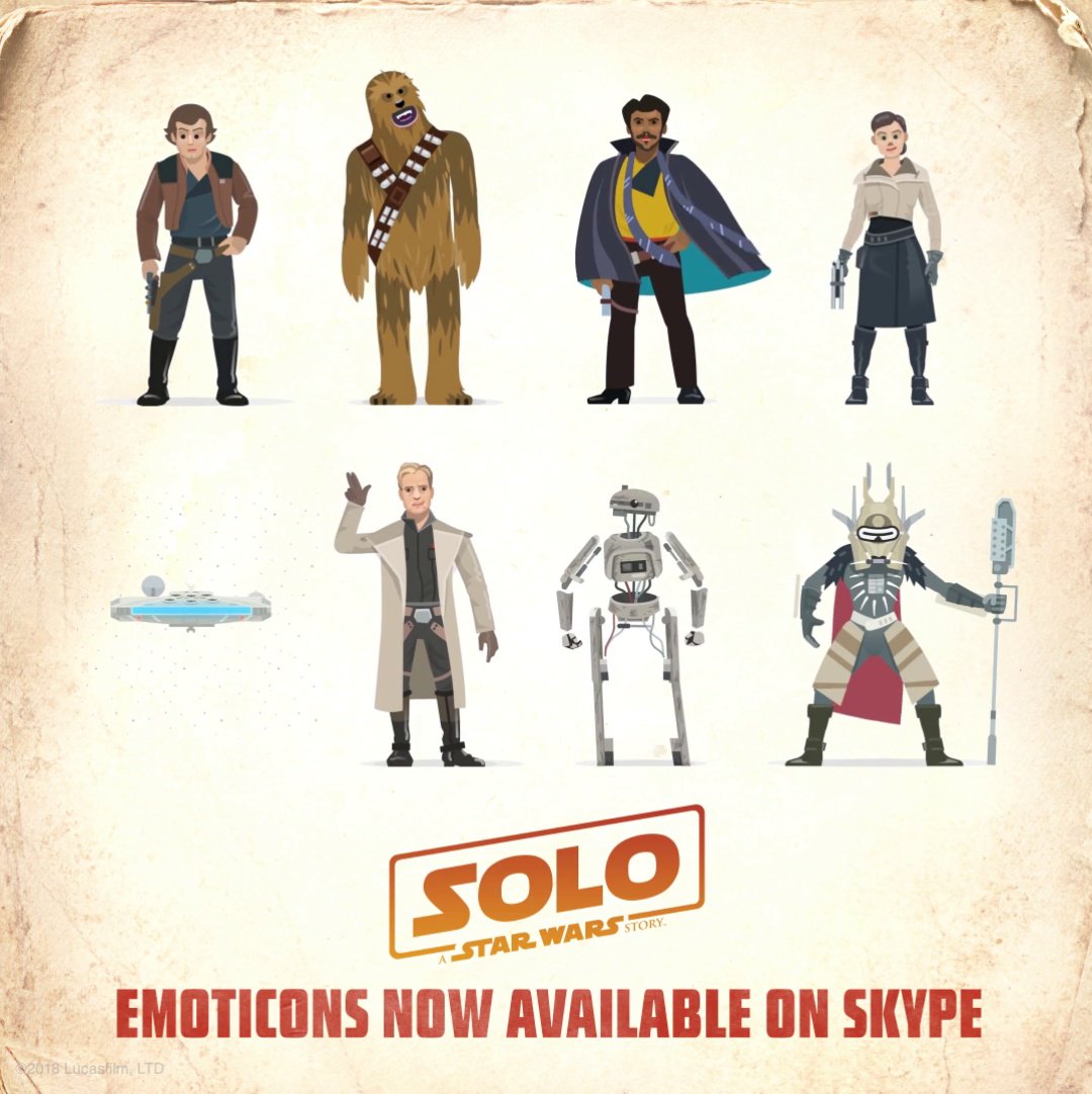 Check out the all-new Solo: A Star Wars Story emoticons in Skype... dlvr.it/QVW9mG